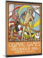 The March Of the Nations, Each Athlete Waving a Flag. Sweden 1912 Olympic Games Poster Stamp-null-Mounted Premium Giclee Print