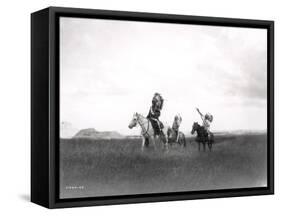 The March of the Sioux, C.1905 (B/W Photo)-Edward Sheriff Curtis-Framed Stretched Canvas