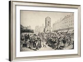 'The Marché des Innocents', 1915-Leopold Flameng-Framed Giclee Print