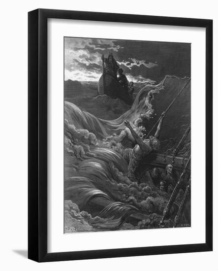 The Mariner, as His Ship Is Sinking, Sees the Boat with the Hermit and Pilot-Gustave Doré-Framed Giclee Print