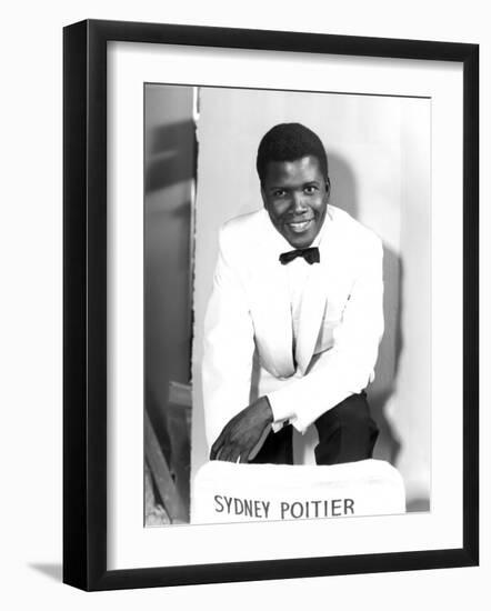 The Mark of the Hawk, Sidney Poitier at Elstree Studios, UK, January 1957-null-Framed Photo