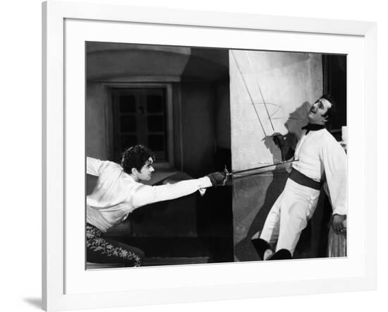THE MARK OF ZORRO, 1940 directed by ROUBEN MAMOULIAN Tyrone Power and Basil Rathbone (b/w photo)--Framed Photo