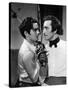 THE MARK OF ZORRO, 1940 directed by ROUBEN MAMOULIAN Tyrone Power and Basil Rathbone (b/w photo)-null-Stretched Canvas