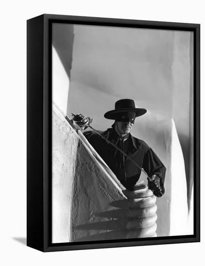 THE MARK OF ZORRO, 1940 directed by ROUBEN MAMOULIAN Tyrone Power (b/w photo)-null-Framed Stretched Canvas