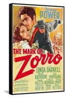 The Mark of Zorro, Linda Darnell, Tyrone Power on Argentinian Poster Art, 1940-null-Framed Stretched Canvas