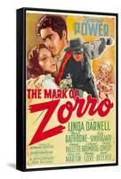The Mark of Zorro, Linda Darnell, Tyrone Power on Argentinian Poster Art, 1940-null-Framed Stretched Canvas