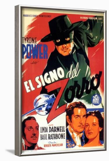 The Mark of Zorro, Spanish Movie Poster, 1940-null-Framed Art Print