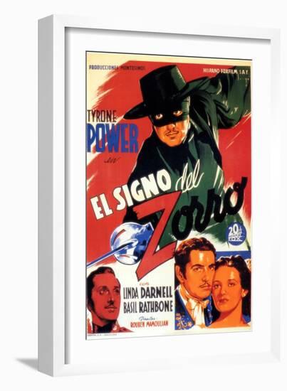 The Mark of Zorro, Spanish Movie Poster, 1940-null-Framed Art Print