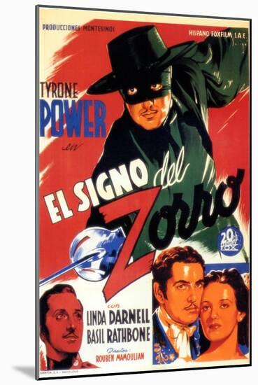 The Mark of Zorro, Spanish Movie Poster, 1940-null-Mounted Art Print
