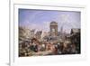 The Market and the Fountain of Innocents, 1822-John James Chalon-Framed Giclee Print