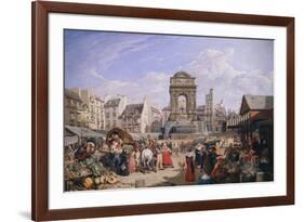 The Market and the Fountain of Innocents, 1822-John James Chalon-Framed Giclee Print