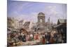 The Market and the Fountain of Innocents, 1822-John James Chalon-Mounted Giclee Print