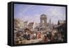 The Market and the Fountain of Innocents, 1822-John James Chalon-Framed Stretched Canvas