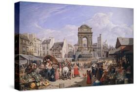 The Market and the Fountain of Innocents, 1822-John James Chalon-Stretched Canvas