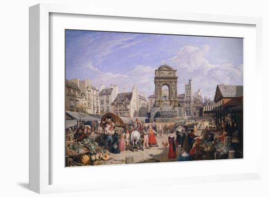 The Market and the Fountain of Innocents, 1822-John James Chalon-Framed Giclee Print