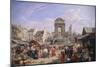 The Market and the Fountain of Innocents, 1822-John James Chalon-Mounted Giclee Print