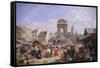 The Market and the Fountain of Innocents, 1822-John James Chalon-Framed Stretched Canvas