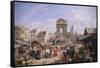 The Market and the Fountain of Innocents, 1822-John James Chalon-Framed Stretched Canvas