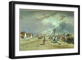 The Market at Szolnok, Hungary (Oil on Panel)-August Xaver Karl Von Pettenkofen-Framed Giclee Print