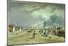The Market at Szolnok, Hungary (Oil on Panel)-August Xaver Karl Von Pettenkofen-Mounted Giclee Print