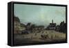 The Market in Dresden-Canaletto-Framed Stretched Canvas