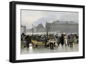 The Market in Front of the Stadsschouwburg Theatre in Antwerp Par Claus, Emile (1849-1924), - Oil O-Emile Claus-Framed Giclee Print