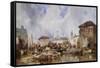 The Market on the Quay, Bruges-Samuel Austin-Framed Stretched Canvas