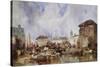 The Market on the Quay, Bruges-Samuel Austin-Stretched Canvas