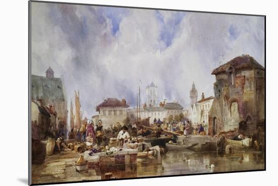 The Market on the Quay, Bruges-Samuel Austin-Mounted Giclee Print