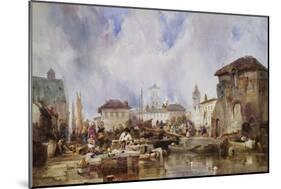 The Market on the Quay, Bruges-Samuel Austin-Mounted Giclee Print