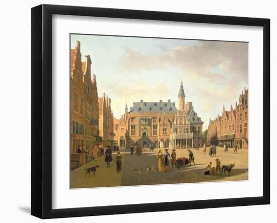 The Market Place with the Raadhuis, Haarlem-Gerrit Adriaensz Berckheyde-Framed Giclee Print