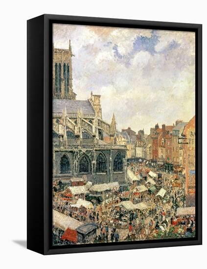 The Market Surrounding the Church of Saint-Jacques, Dieppe, 1901-Camille Pissarro-Framed Stretched Canvas