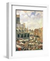 The Market Surrounding the Church of Saint-Jacques, Dieppe, 1901-Camille Pissarro-Framed Giclee Print