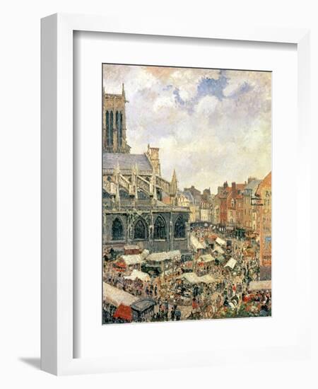 The Market Surrounding the Church of Saint-Jacques, Dieppe, 1901-Camille Pissarro-Framed Giclee Print