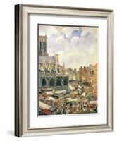 The Market Surrounding the Church of Saint-Jacques, Dieppe, 1901-Camille Pissarro-Framed Giclee Print