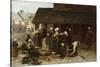 The Marketplace of Ploudalmezeau, c.1877-Léon Augustin L'hermitte-Stretched Canvas