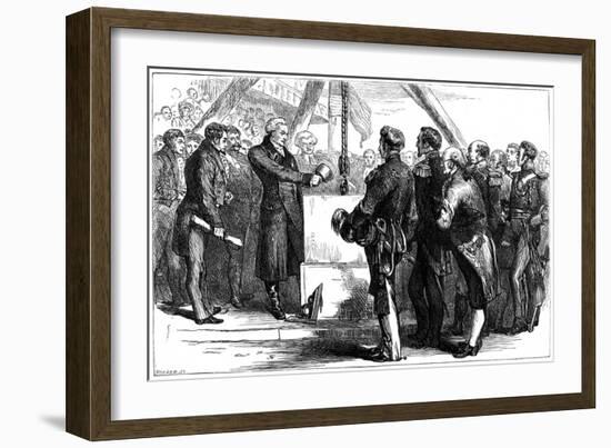 The Marquis De Lafayette Laying the Cornerstone of the Bunker Hill Monument, 1825-Hooper-Framed Giclee Print