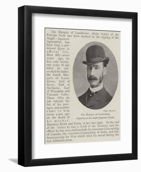 The Marquis of Lansdowne, Signatory to the Anglo-Japanese Treaty-null-Framed Giclee Print