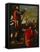 The Marquis of Vasto Addressing His Soldiers-Titian (Tiziano Vecelli)-Framed Stretched Canvas