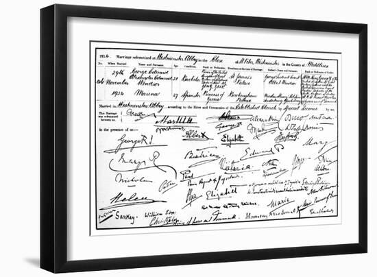 The Marriage Certificate of the Duke and Duchess of Kent, 1934-null-Framed Giclee Print