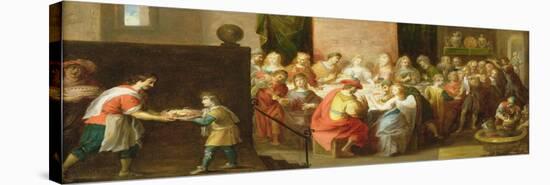 The Marriage Feast at Cana (Oil on Panel)-Hieronymus II Francken-Stretched Canvas