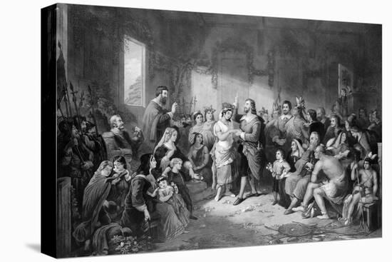 The Marriage of Pocahontas (C.1595-1617) Engraved by John C. Mccrae-Henry Brueckner-Stretched Canvas