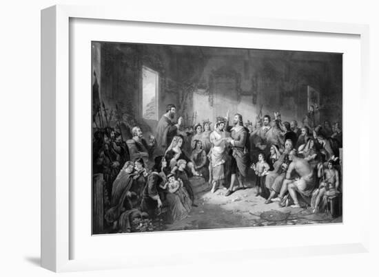 The Marriage of Pocahontas (C.1595-1617) Engraved by John C. Mccrae-Henry Brueckner-Framed Giclee Print