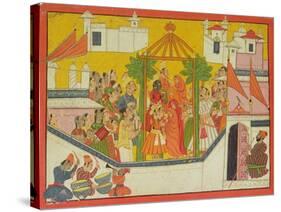 The Marriage of Rama and His Brothers from the "Sangri Ramayana"-null-Stretched Canvas