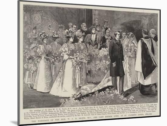 The Marriage of the Honourable W F D Smith, Mp and Lady Esther Gore, at St Clement Danes, Strand-null-Mounted Giclee Print