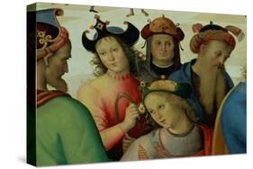 The Marriage of the Virgin, Detail of the Suitors, 1500-04-Pietro Perugino-Stretched Canvas