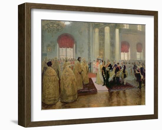 The Marriage of Tsar Nicholas II (1868-1918) and Alexandra Feodorovna (1872-1918) 1894-Ilya Efimovich Repin-Framed Giclee Print