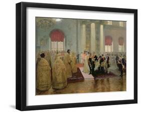 The Marriage of Tsar Nicholas II (1868-1918) and Alexandra Feodorovna (1872-1918) 1894-Ilya Efimovich Repin-Framed Giclee Print