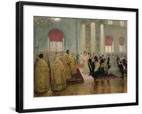 The Marriage of Tsar Nicholas II (1868-1918) and Alexandra Feodorovna (1872-1918) 1894-Ilya Efimovich Repin-Framed Giclee Print