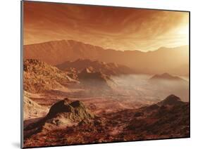 The Martian Sun Sets over the High Walls of Mojave Crater-Stocktrek Images-Mounted Photographic Print